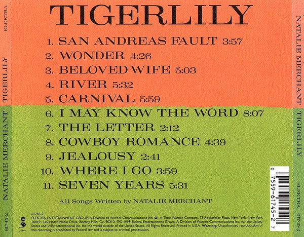 Natalie Merchant : Tigerlily (CD, Album, ARC)