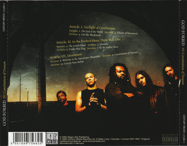 God Forbid : IV: Constitution Of Treason (CD, Album)