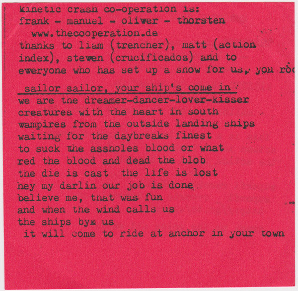 Kinetic- Crash- Co-operation* / Trencher : Kinetic- Crash- Co-operation / Trencher (5", Blu)