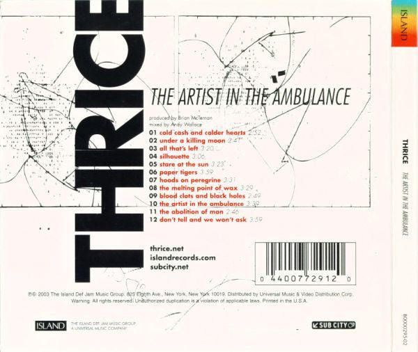 Thrice : The Artist In The Ambulance (CD, Album, Dig)
