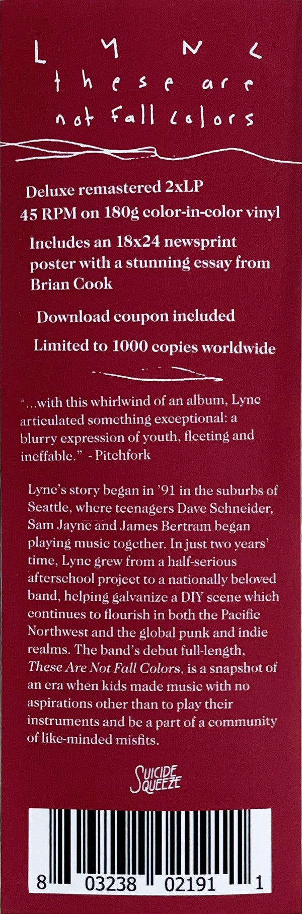 Lync : These Are Not Fall Colors (LP, Ltd, Red + LP, S/Sided, Ltd, Red)