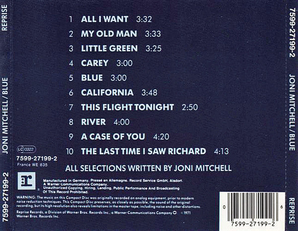 Joni Mitchell : Blue (CD, Album, RE)