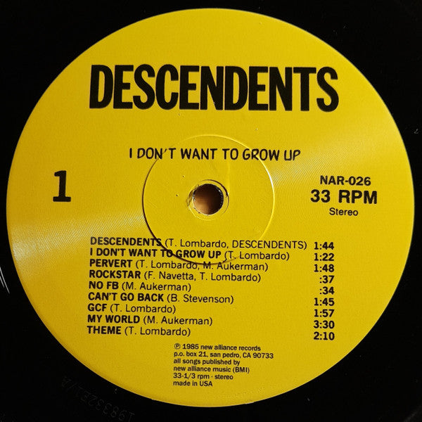 Descendents : I Don't Want To Grow Up (LP, Album, Unofficial)