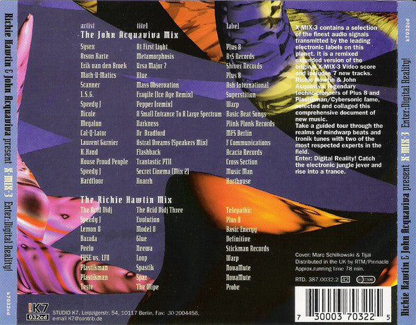Richie Hawtin & John Acquaviva : X-Mix-3 (Enter: Digital Reality!) (CD, Mixed)