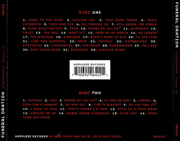 Funeral Oration (2) : Discography (2xCD, Comp)