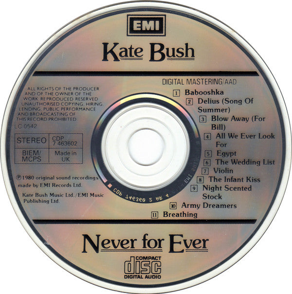 Kate Bush : Never For Ever (CD, Album, RE)