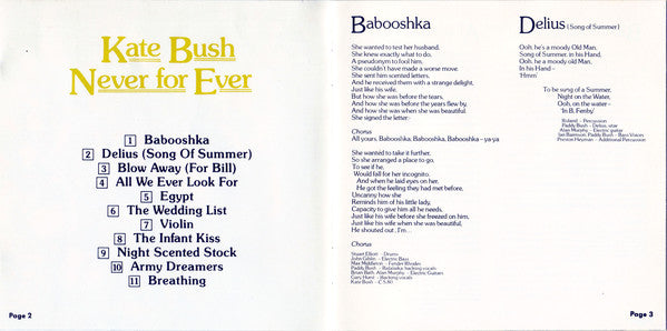 Kate Bush : Never For Ever (CD, Album, RE)