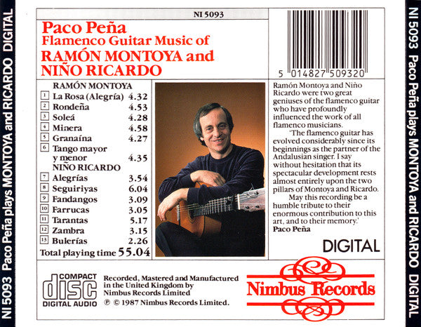 Paco Peña : Flamenco Guitar Music of Ramón Montoya and Niño Ricardo (CD, Album, Amb)