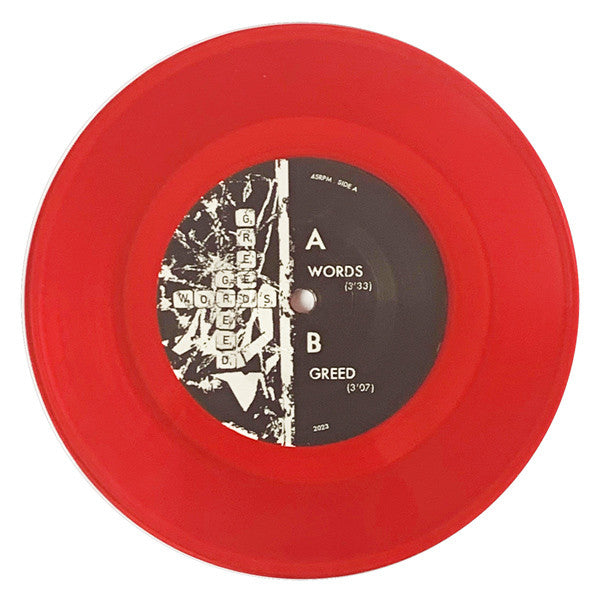 Bleakness : Words b​/​w Greed (7", Single, Red)