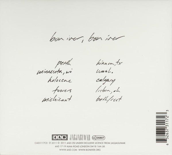 Bon Iver : Bon Iver, Bon Iver (CD, Album, Gat)