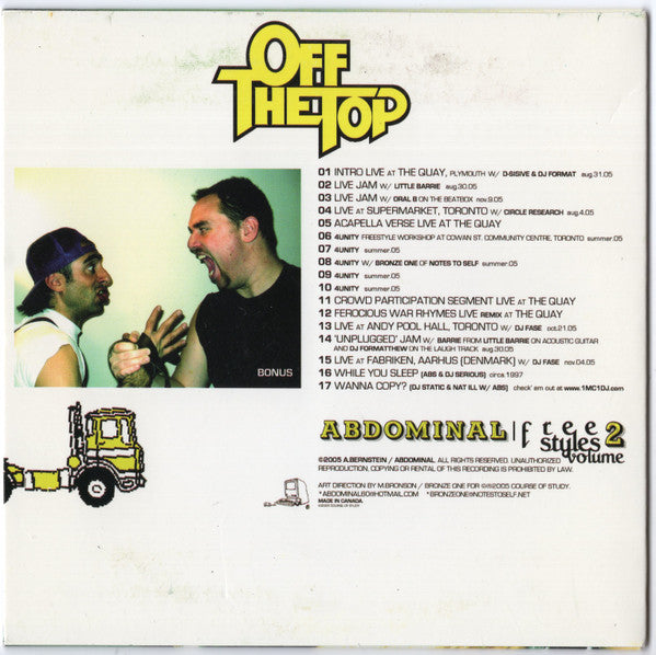 Abdominal : Freestyles Volume 2 - Off The Top (CDr, Album, Ltd)
