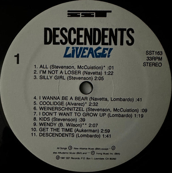 Descendents : Liveage! (LP, Album, RE)