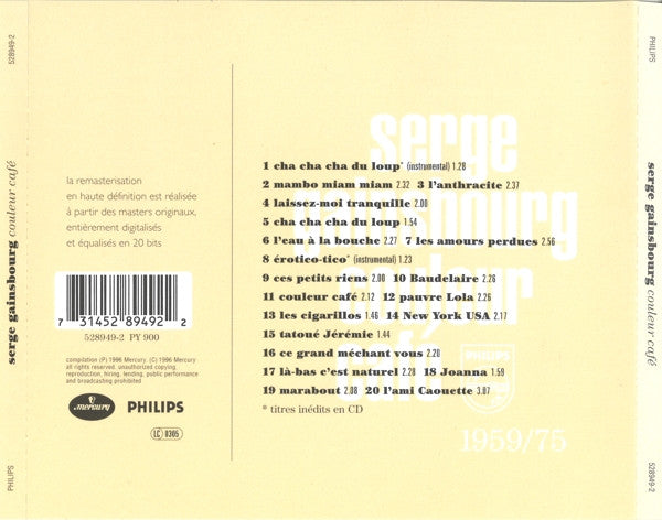 Serge Gainsbourg : Couleur Café (CD, Comp, RE, RM, O-c)