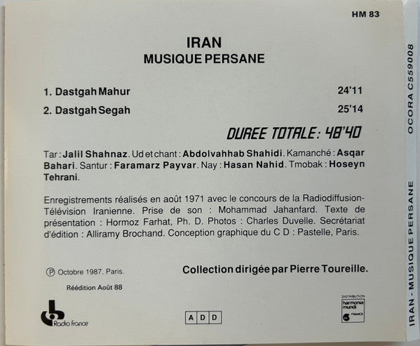 Various : Iran: Musique Persane (CD, Album, RE)