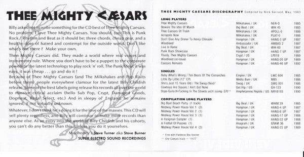 Thee Mighty Caesars : Caesar's Pleasure (CD, Comp, RP)