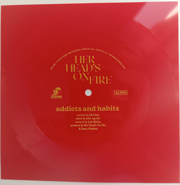 Her Head's On Fire : Addicts And Habits (Flexi, 7", Red)
