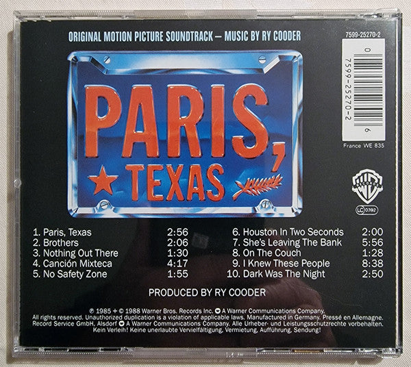 Ry Cooder : Paris, Texas (Original Motion Picture Soundtrack) (CD, Album, RE)
