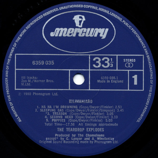 The Teardrop Explodes : Kilimanjaro (LP, Album, Rep)