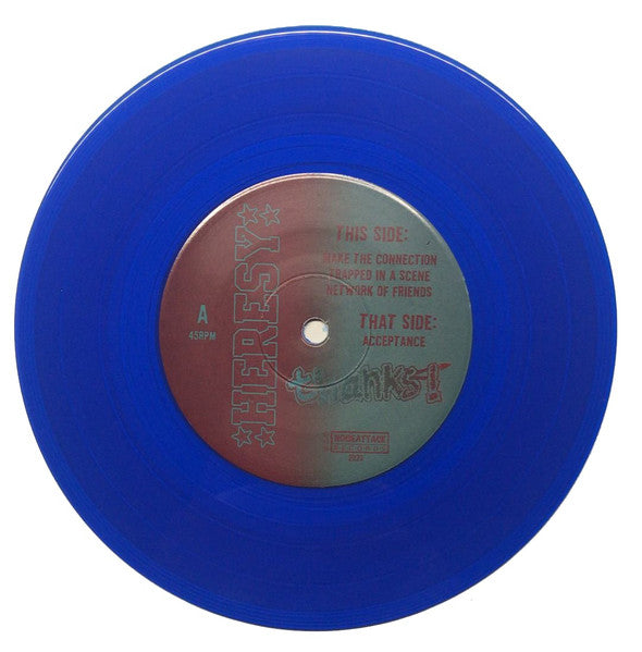 Heresy : Thanks! (7", EP, Ltd, RE, RM, Blu)
