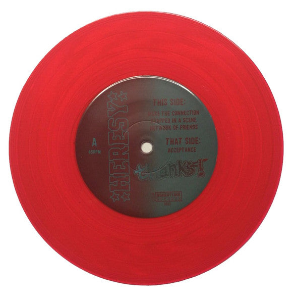 Heresy : Thanks! (7", EP, Ltd, RE, RM, Red)
