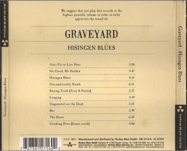 Graveyard (3) : Hisingen Blues (CD, Album, Ltd, Dig)