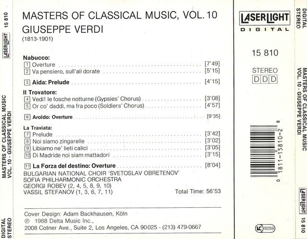 Verdi* : Masters Of Classical Music, Vol.10: Verdi (CD, Comp)