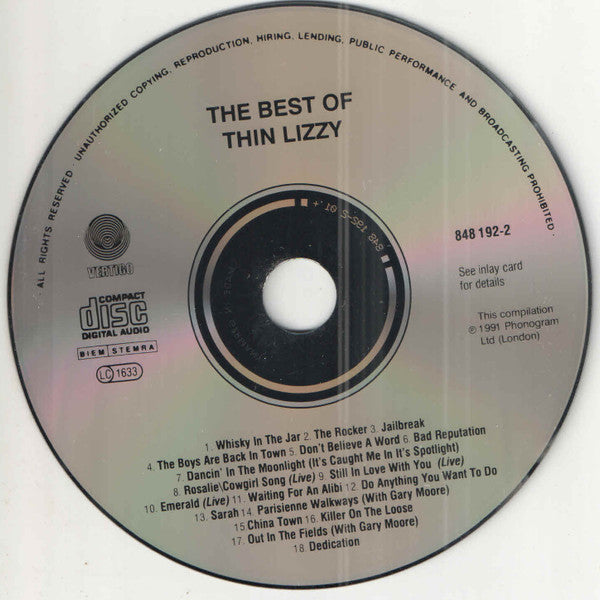 Thin Lizzy : Dedication (The Very Best Of Thin Lizzy) (CD, Comp)