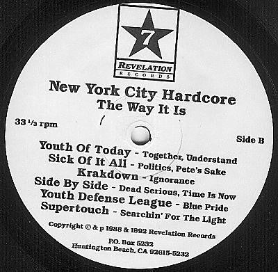 Various : New York City Hardcore (The Way It Is) (LP, Comp, RE, Bla)