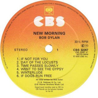 Bob Dylan : New Morning (LP, Album, RE)