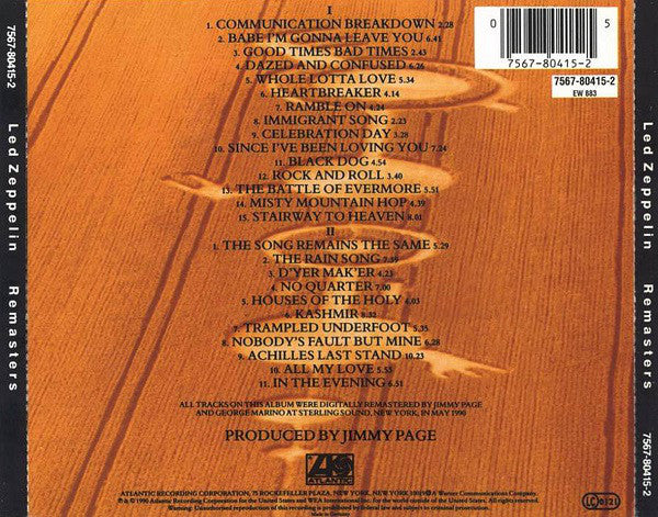 Led Zeppelin : Remasters (2xCD, Comp, RM, RP, Sli)