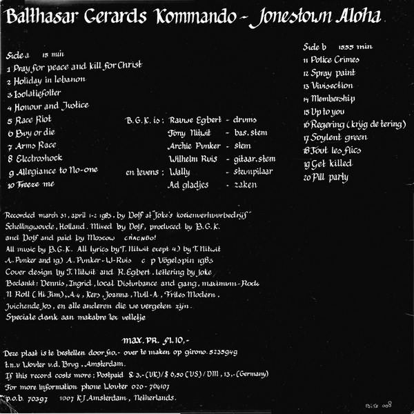 B.G.K. : Jonestown Aloha! (LP, Album)