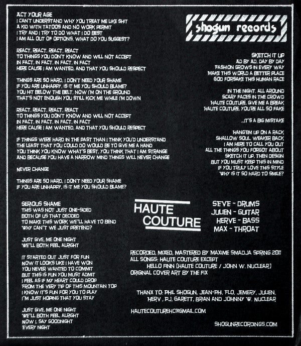 Haute Couture : Haute Couture (7", EP, RE)