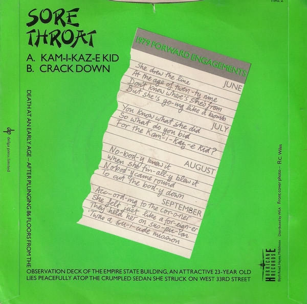 Sore Throat (2) : Kamikaze Kid (7", Single)