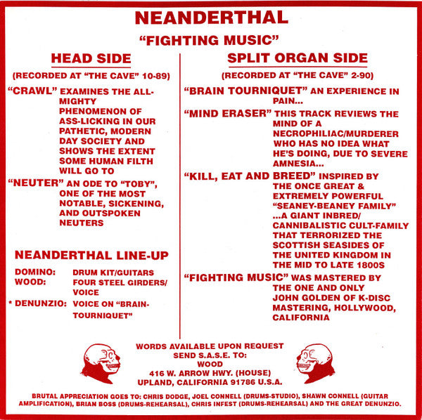 Neanderthal (2) : Fighting Music (7", RP)
