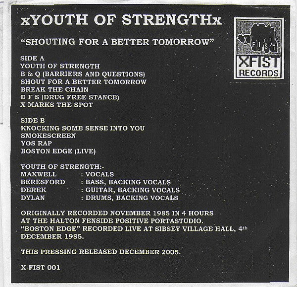 Youth Of Strength : Shouting For A Better Tomorrow (7", EP)