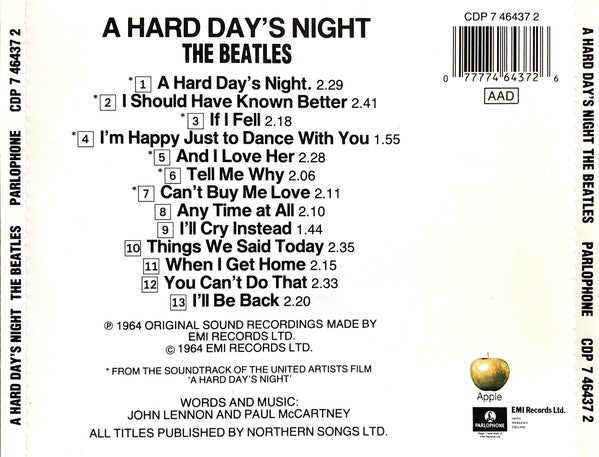 The Beatles : A Hard Day's Night (CD, Album, Mono, RE)