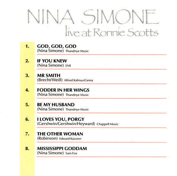 Nina Simone : Live At Ronnie Scotts (CD, Album, RE, RM)