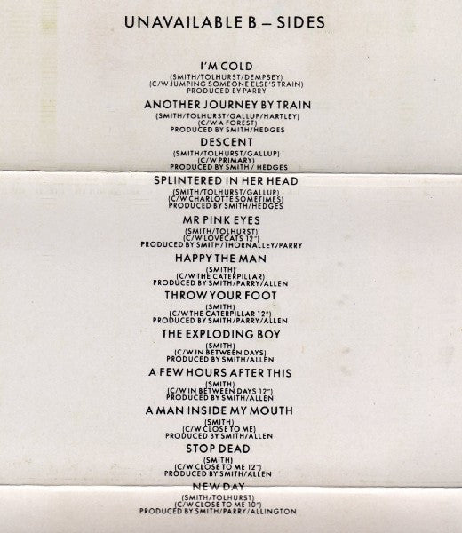 The Cure : Standing On A Beach • The Singles (And Unavailable B-Sides) (Cass, Comp, 1st)