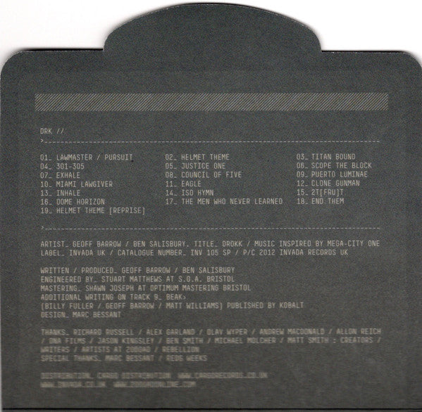 Geoff Barrow / Ben Salisbury : Drokk: Music Inspired By Mega-City One (CD, Album, Ltd, Num + 8xFile, MP3, 320)