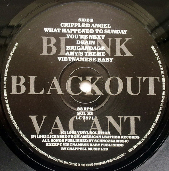 Poison Idea : Blank Blackout Vacant (LP, Album)