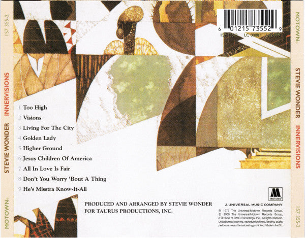 Stevie Wonder : Innervisions (CD, Album, RE, RM)