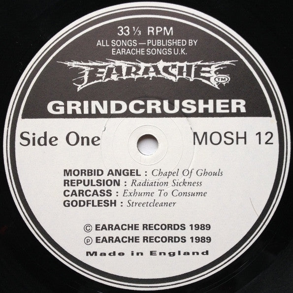 Various : Grindcrusher - The Earache Sampler (LP, Comp, Smplr)