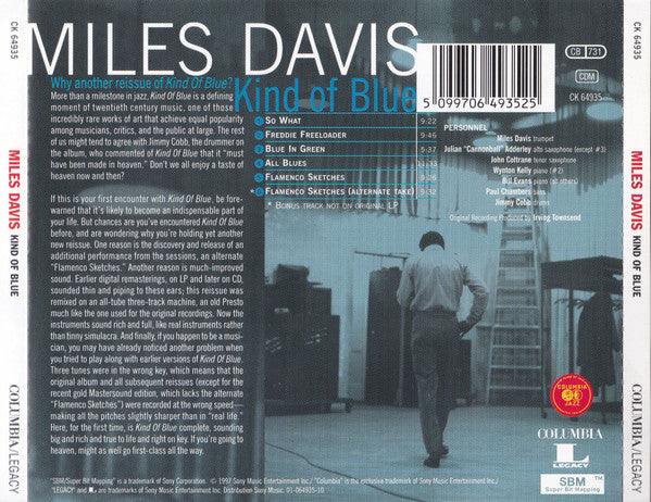 Miles Davis : Kind Of Blue (CD, Album, RE, RM)
