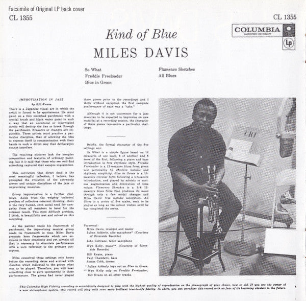 Miles Davis : Kind Of Blue (CD, Album, RE, RM)