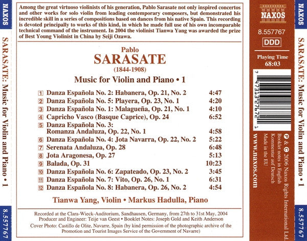 Sarasate*, Tianwa Yang, Markus Hadulla : Spanish Dances • Serenata Andaluza • Balada (CD, Album)