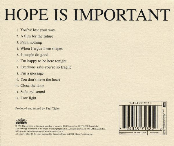 Idlewild : Hope Is Important (CD, Album)