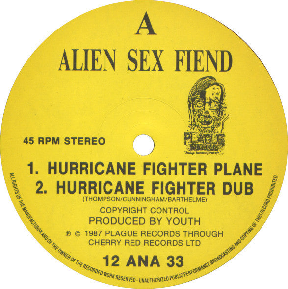 Alien Sex Fiend : Hurricane Fighter Plane (12", Single)