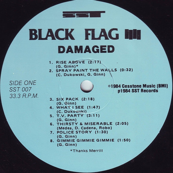 Black Flag : Damaged (LP, Album, RP, Bar)