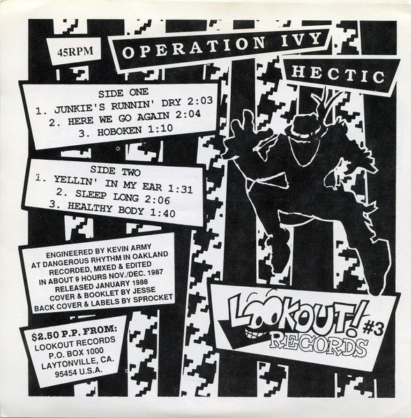 Operation Ivy : Hectic E.P. (7", EP, RP)