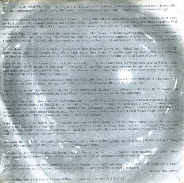 Conflict (2) : To A Nation Of Animal Lovers (7")